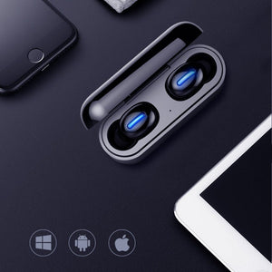 Premium Binaural Mini Bluetooth 5.0 Wireless Sport Headset Black