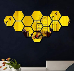 Modern Hexagon Acrylic Mirror Wall Stickers Set for Home Decor