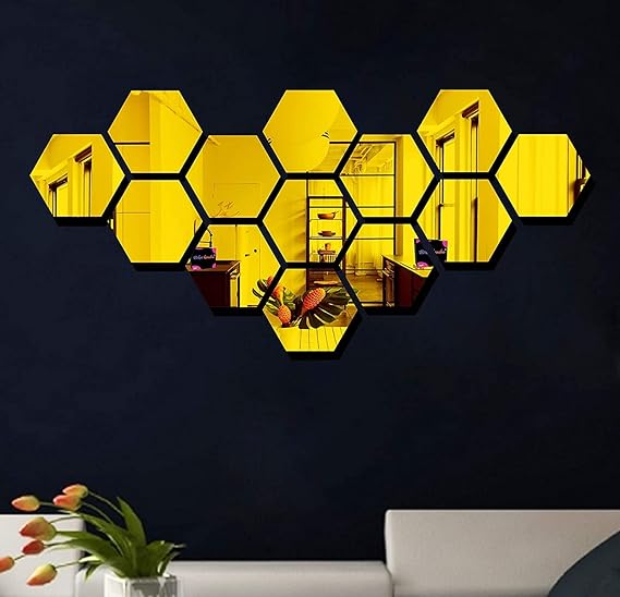 Modern Hexagon Acrylic Mirror Wall Stickers Set for Home Decor