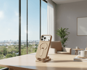 Luxury Leather MagSafe iPhone Case with 360 Degree Ring Kickstand