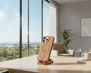 Luxury Leather MagSafe iPhone Case with 360 Degree Ring Kickstand