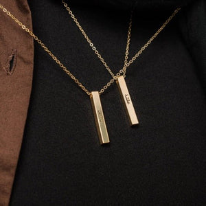 Personalized Vertical Arabic Bar Necklace in Gold Plated Stainless Steel