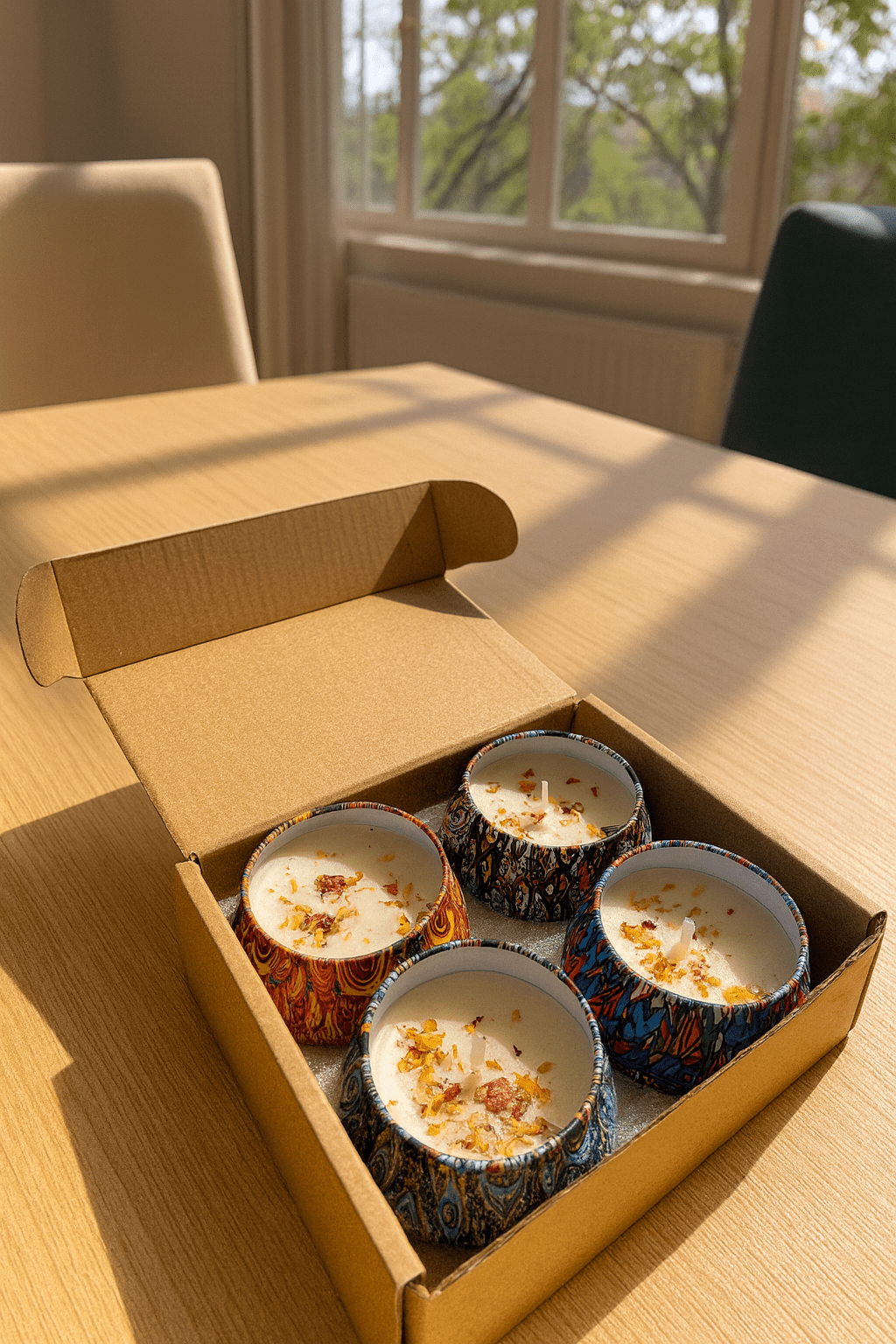 Handcrafted Floral Scented Soy Wax Tin Candles Gift Set