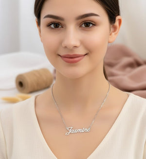 Personalized English Name Necklace Custom Cursive Script Gold Plated Jewelry