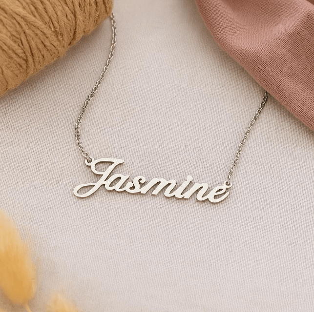 Personalized English Name Necklace Custom Cursive Script Gold Plated Jewelry