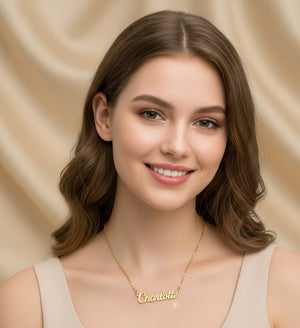 Personalized English Name Necklace Custom Cursive Script Gold Plated Jewelry