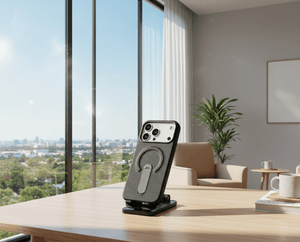 Luxury Leather MagSafe iPhone Case with 360 Degree Ring Kickstand