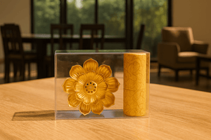 Mini Oud Incense Burner Set with Lotus Wooden Holder