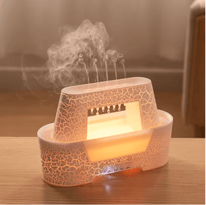 Ultrasonic Raindrop Aroma Humidifier with Warm LED Flame Effect