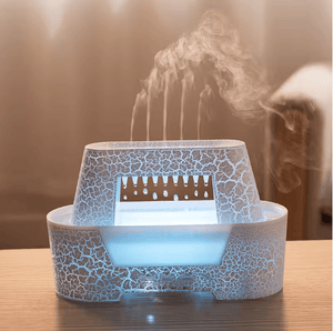 Ultrasonic Raindrop Aroma Humidifier with Warm LED Flame Effect
