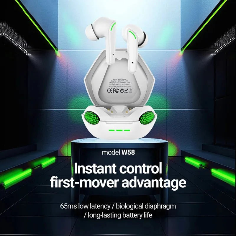Celebrat W58 TWS Wireless Gaming Headset with Low Latency LED Lights