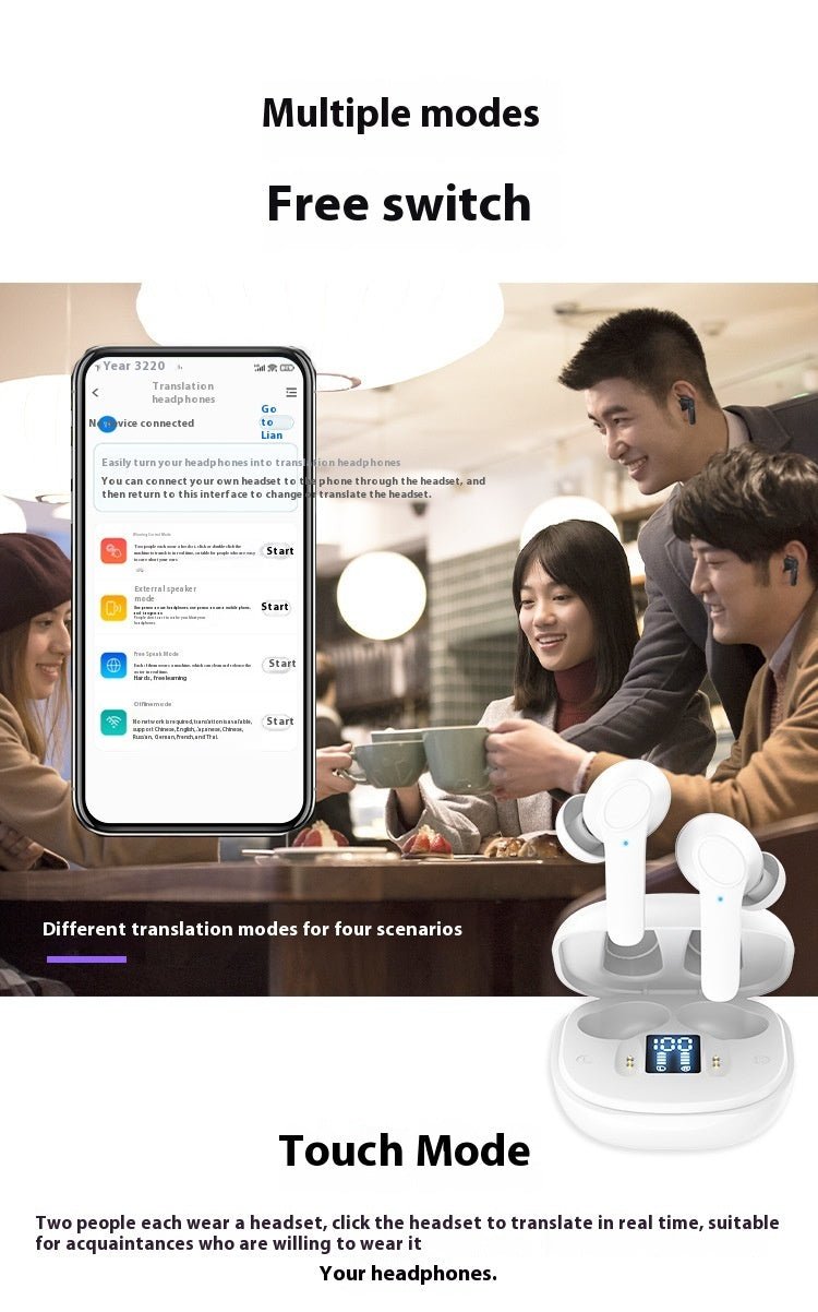 Smart Bluetooth Real-Time AI Language Translator Earbuds with Touch Control